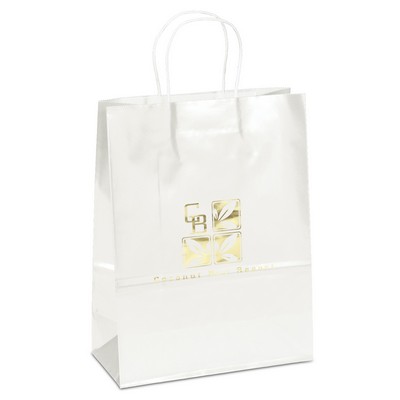 Amber™ - Gloss Shopper - White Bag - Foil Print