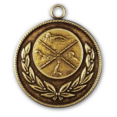 Stock Classic Wreath With Rope Edge 2" Medal- Swimming Style Female