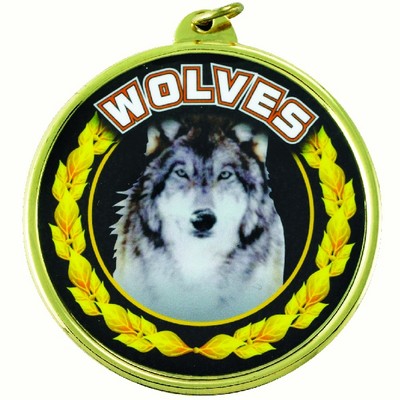 2 ¼" TM Series Academic Medal w/Wolves Mascot Mylar Insert