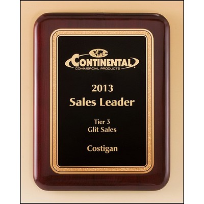 Rosewood Plaque w/ Gold Florentine Border & Black Center (9"x12")