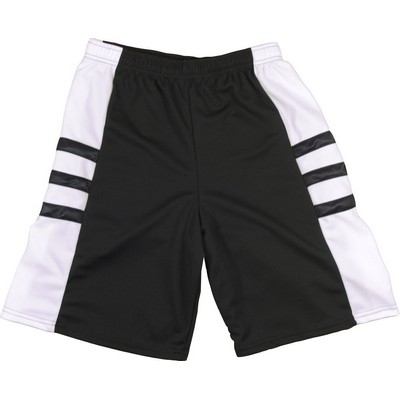 Adult 9" Inseam Cool Mesh Athletic Short w/Contrast Piping & Side Panel