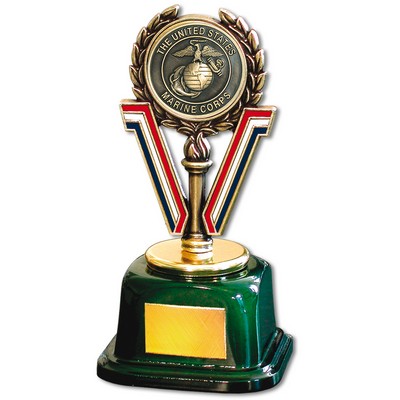 Stock 7" Trophy with 2" US Marine Corp and Engraving Plate