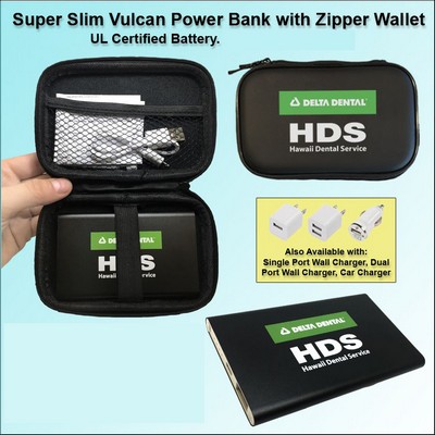 Super Slim Vulcan Power Bank Zipper Wallet Gift Set 3000 mAh No Extra Tariff