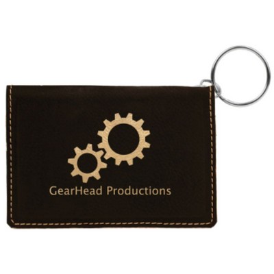 Leatherette ID Holder - Black/Engraves Gold