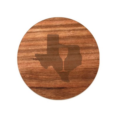 USA Made Laser Engraved or UV Imprinted 1/4" Wood Coasters with Cork Backing (3.5") Round