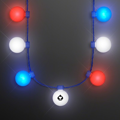 Red White & Blue Light Globes Necklace - PRINTED