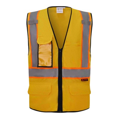 3C Products Non-ANSI, Goldenrod Safety Vest with Multi Pockets