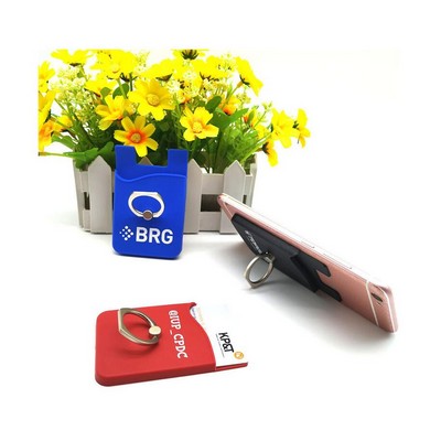 Silicone Card Holder with Metal Ring Phone Stand