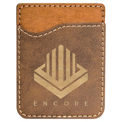 Rustic/Gold Leatherette Phone Wallet, Laserable, 2-3/8"x3-1/8"H