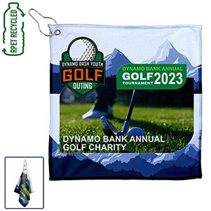 "THE WEDGE" Full Color Sublimation Recycled RPET 300 GSM Heavy Duty Golf Towel – 12" W x 12" H