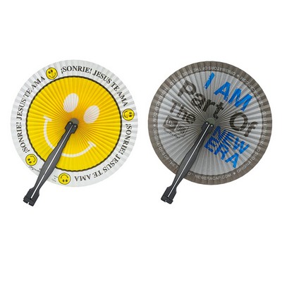 Round Plastic Handle Folding Hand Paper Fan