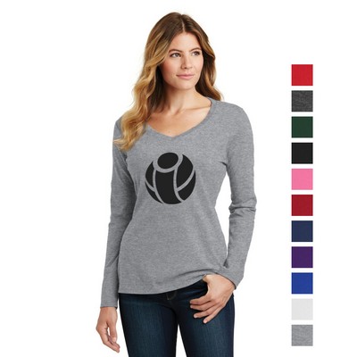 Port & Company® Women's Long Sleeve Fan Favorite V-Neck Tee
