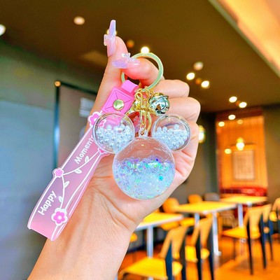 White Mickey Head keychain with colored piece beads