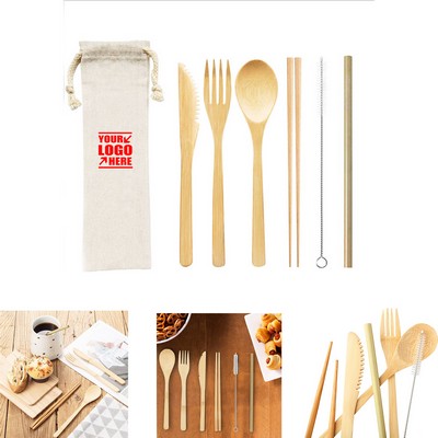 Bamboo Utensils Kits w/Pouch
