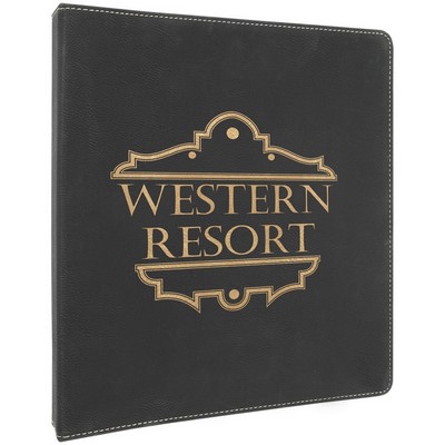 10 1/2"x11 1/2" Black/Gold Leatherette 3 Ring Binder w/1" Slant Rings