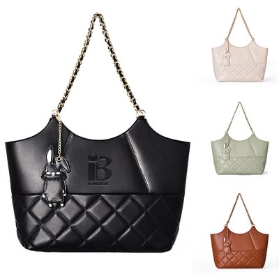 PU Leather Tote Shoulder Bag with Premium Hardware