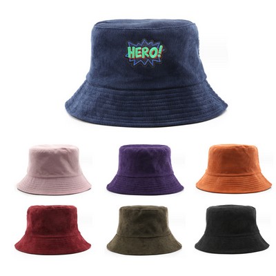 Corduroy Bucket Hat Autumn Winter Outdoor Casual Fisherman Cap
