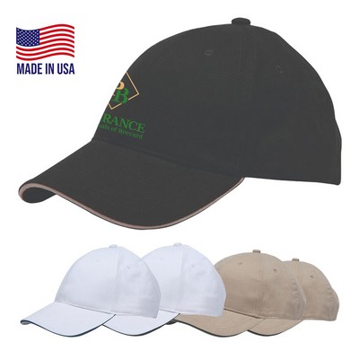 USA-Made 100% Cotton Unstructured Washed Cap w/Pancake Visor