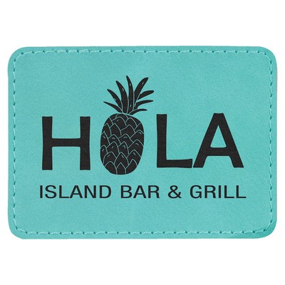 3-1/2"x2-1/2" Rectangle Patches, Teal Laserable Leatherette