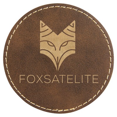 3" Diameter Round Patches, Rustic/Gold Laserable Leatherette