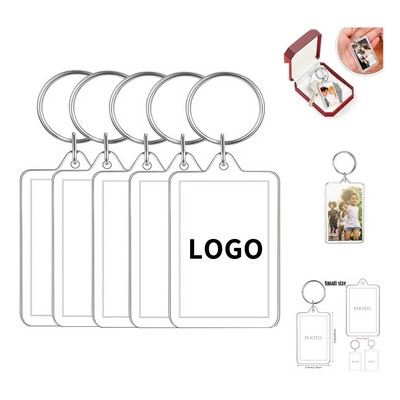2 x 1.3" Picture keychains Photo Frame Key Chain