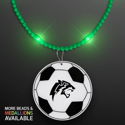 Still-Light Green Beads With Soccer Ball Medallion - PRINTED