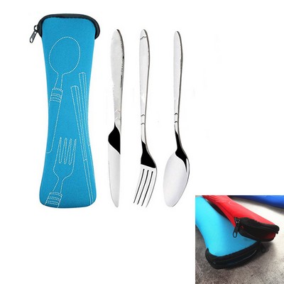 3 in 1 Travel Cutlery Set with a Bag