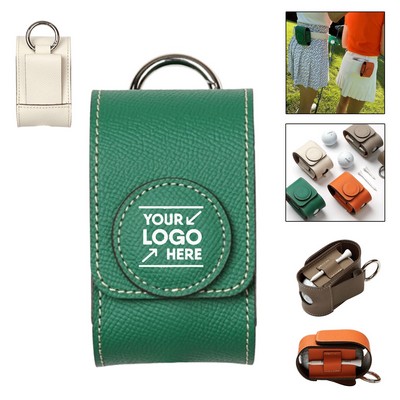PU Leather Golf Ball Pouch with Tee Holder