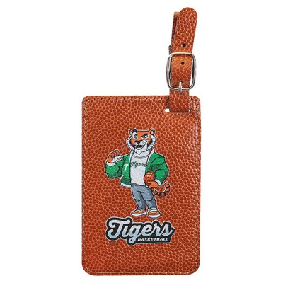 Leatherette and Wood Basketball Luggage Tag