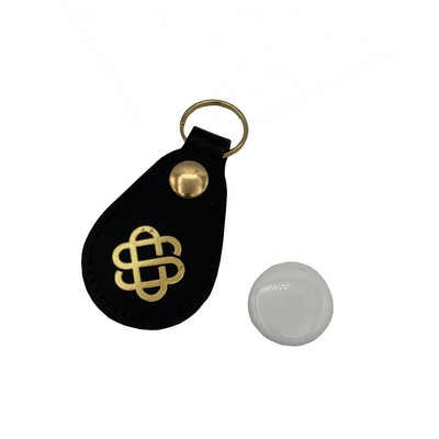 Genuine Leather Tracker device Pouch Keychain with Silver or Gold Key Rings