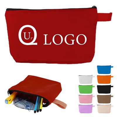 Cotton Canvas Zipper Pen Pouch