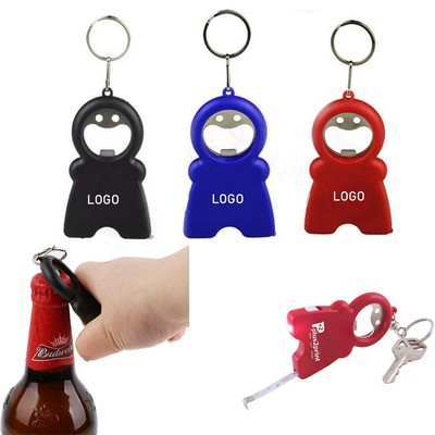 3 In 1 Smile Face Keychain Opener Light With Tape Measure