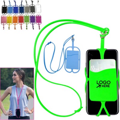 Silicone Phone Holder With Lanyard And Back Pocket