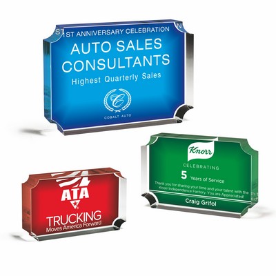 Notched Corner Acrylic Paperweight (3 1/2 x 2 x 3/4)