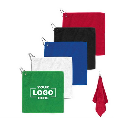 Golf Towel with Clip and Metal Grommet.