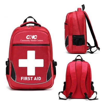 First Aid Backpack Empty Red Emergency Bag
