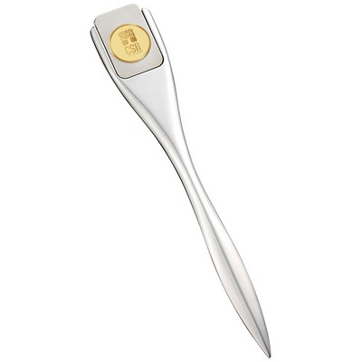Metal Letter Opener W/ Gold Medallion