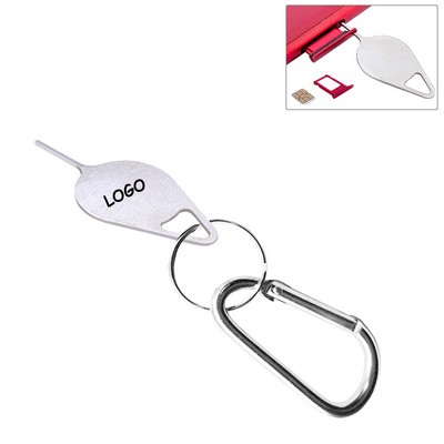 Compact Phone SIM Card Pin with Carabiner