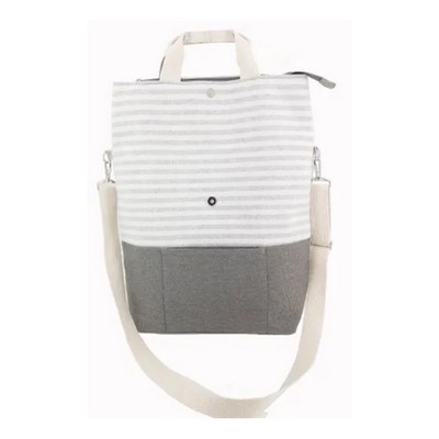 Mannitok Striped 2-Way Carry Fashion Tote, Gray