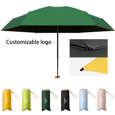 Flat Handle Sunshade Folding Umbrella