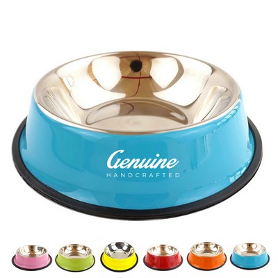 Stainless Steel Pet Bowl with Rubber Base