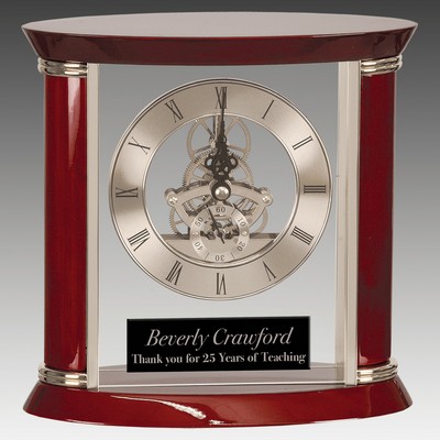 7.75" Executive Silver & Rosewood Piano Finish Clock