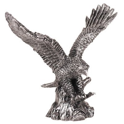 7.25" Antique Metallic Silver Eagle Resin