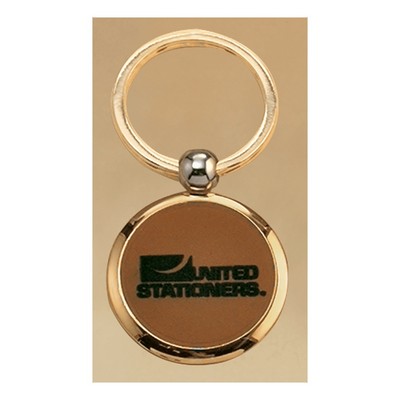1.5" Diameter Gold Key Ring with Leather Front, Brass Back
