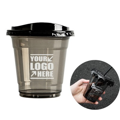 14 OZ Black Plastic Cups with Lids