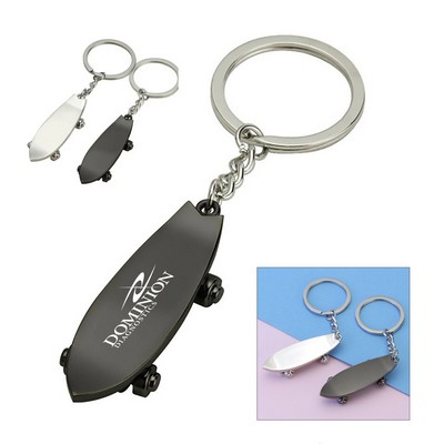 Zinc Alloy Skateboard Keychain