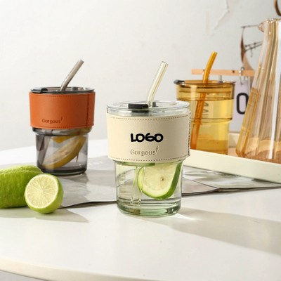 Glass Coffee Cup With Straw