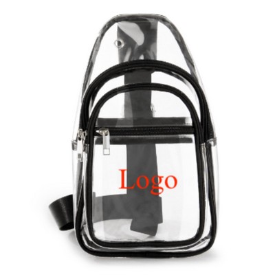Clear Pvc Sling Bag W/ 3 Zipper Pockets