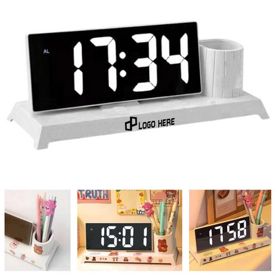 Desk Clock W/ Pen Holder