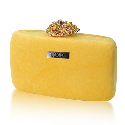 Glittering Velvet Flower Evening Clutch Bag